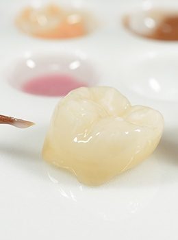 Dental crown restoration before placement