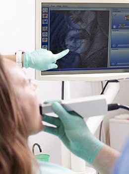 Intraoral photos on computer screen